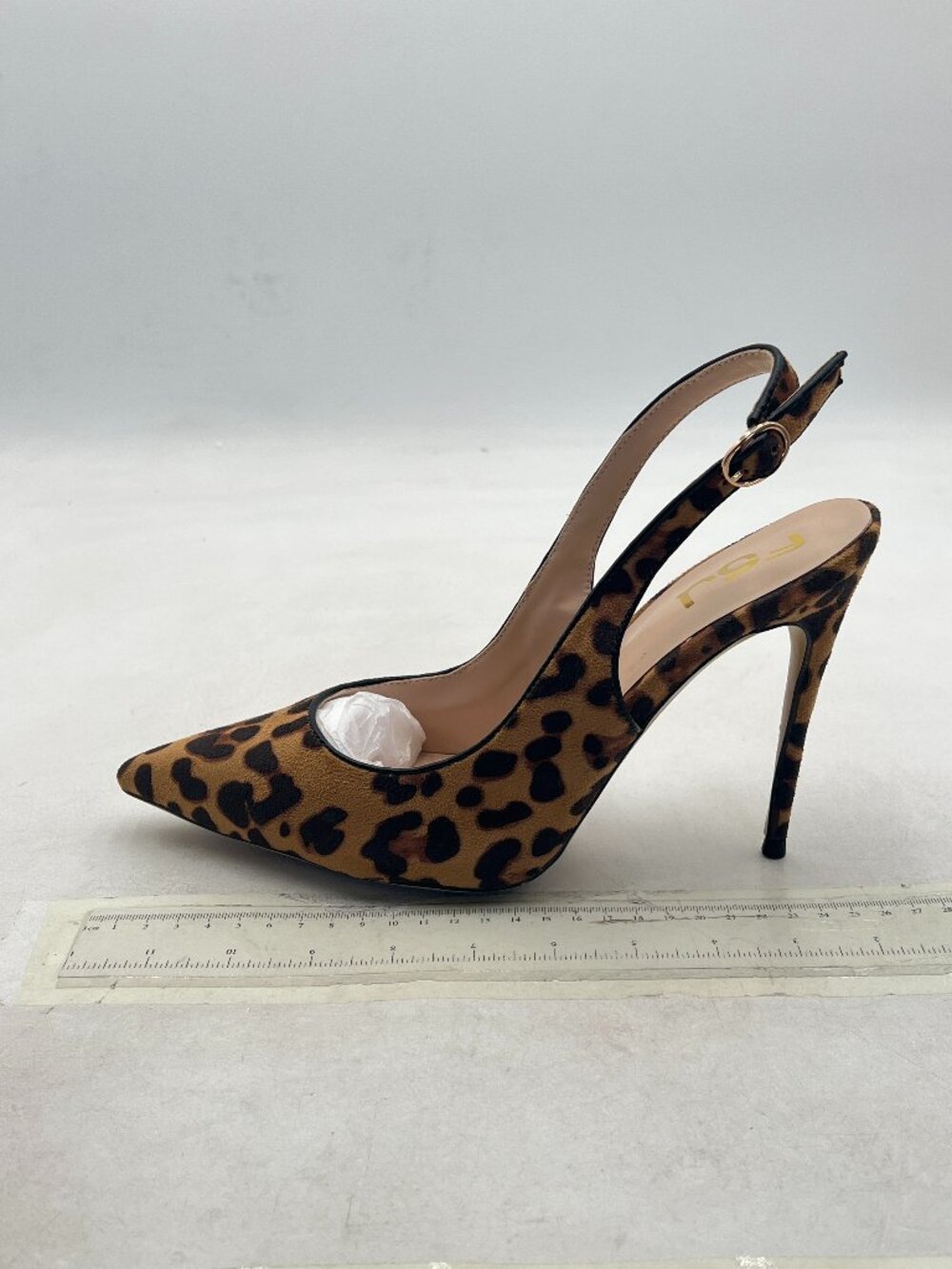 FSJ Leopard Pointed Toe Pumps Chic Slingback High Heels Slip on Ladies Shoes